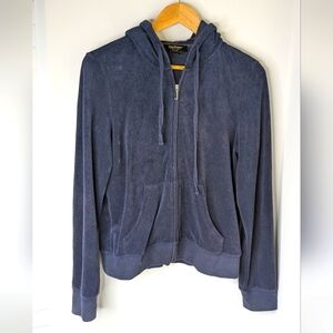 Y2K Juicy Couture Black Label Navy Blue Track Suit Zip Up Jacket Size L